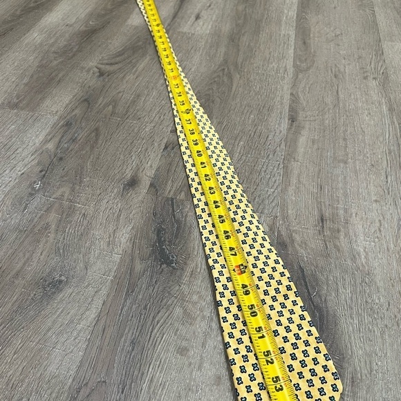 Polo Ralph Lauren Toe Made by Hand Yellow Geometric Navy Accent Designer Tie - Picture 10 of 12